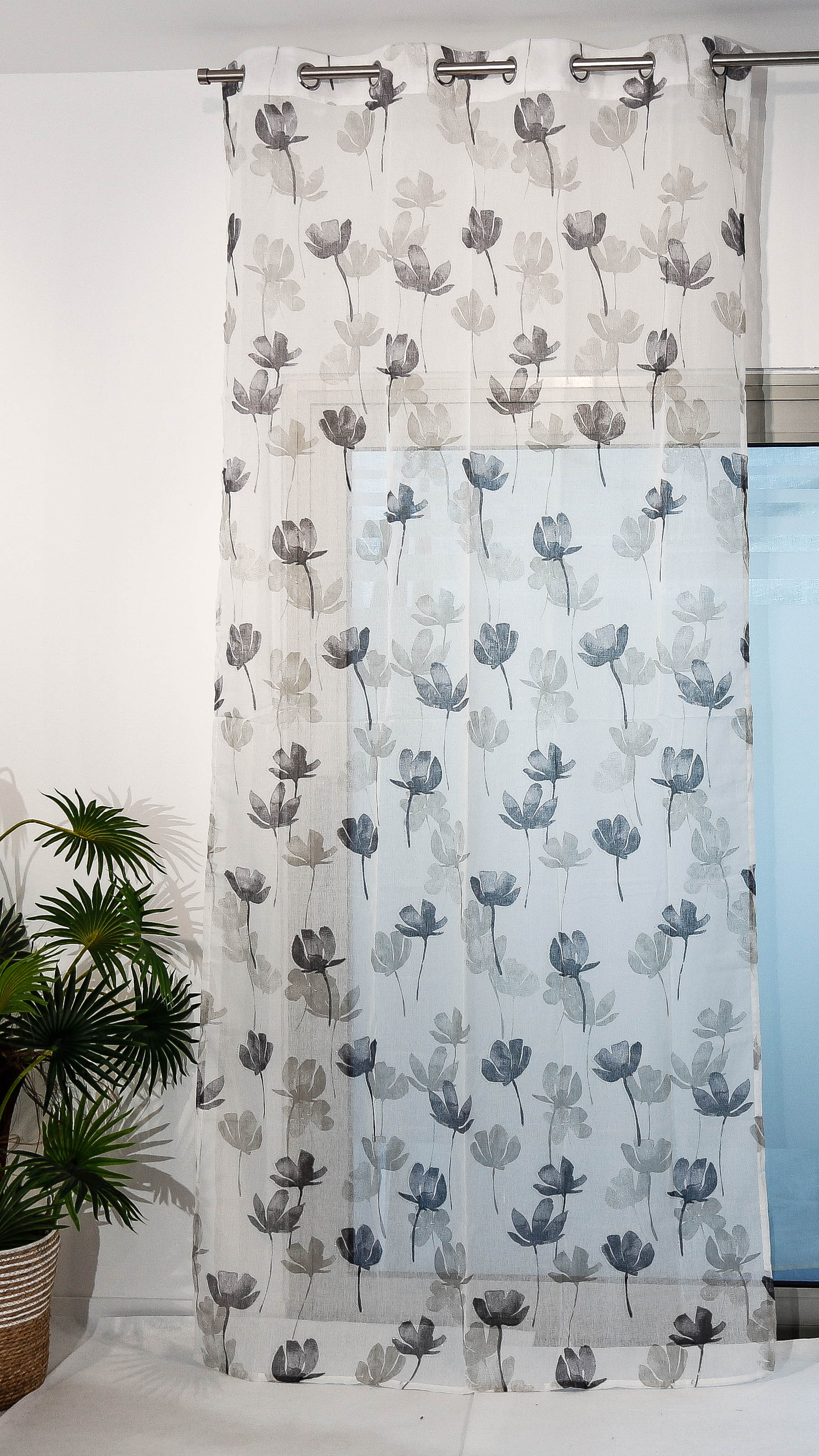 Tenda interni Edurny - Fiori grigi