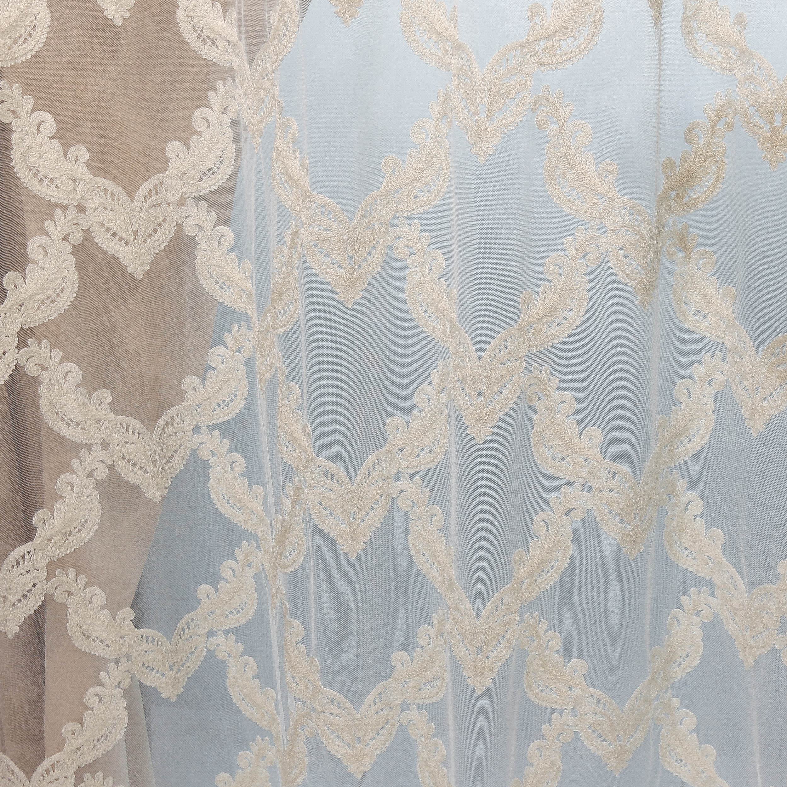 Tenda interni LineaOro - Ricami pizzo - Panna