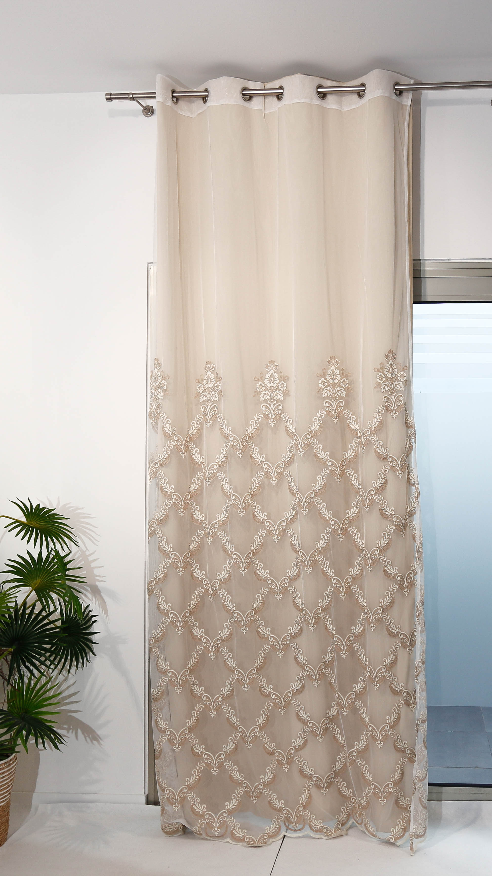 Tenda interni LineaOro - Ricami pizzo - Biscotto