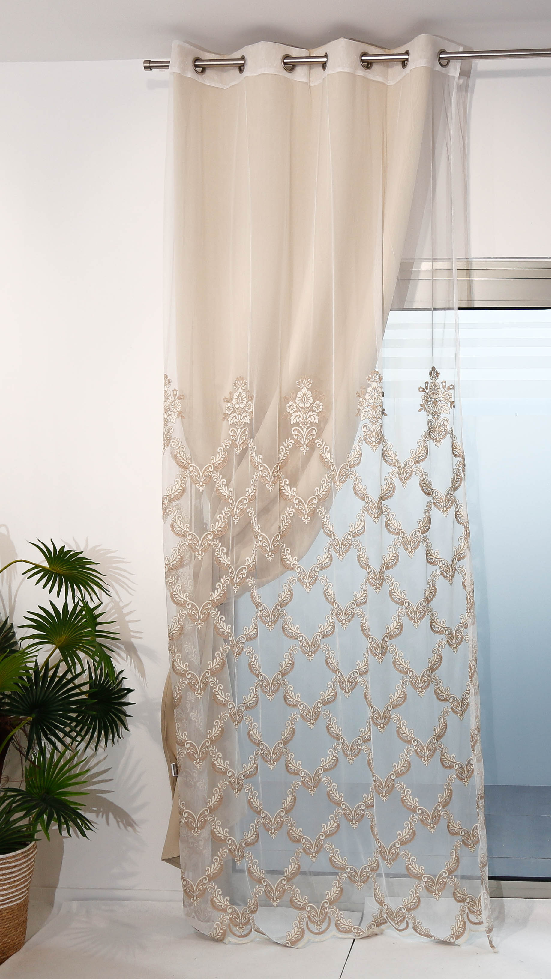 Tenda interni LineaOro - Ricami pizzo - Biscotto