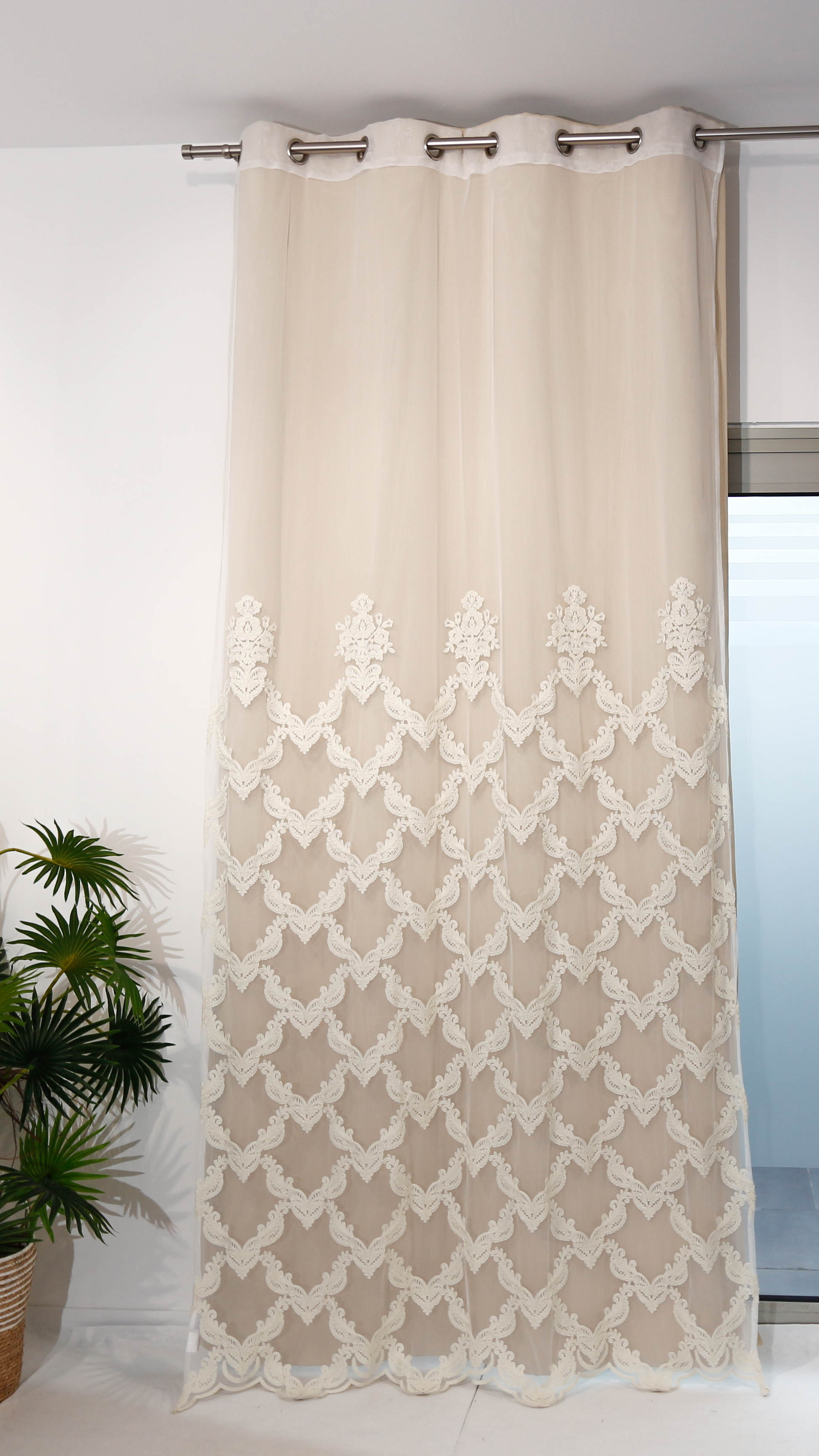 Tenda interni LineaOro - Ricami pizzo - Panna