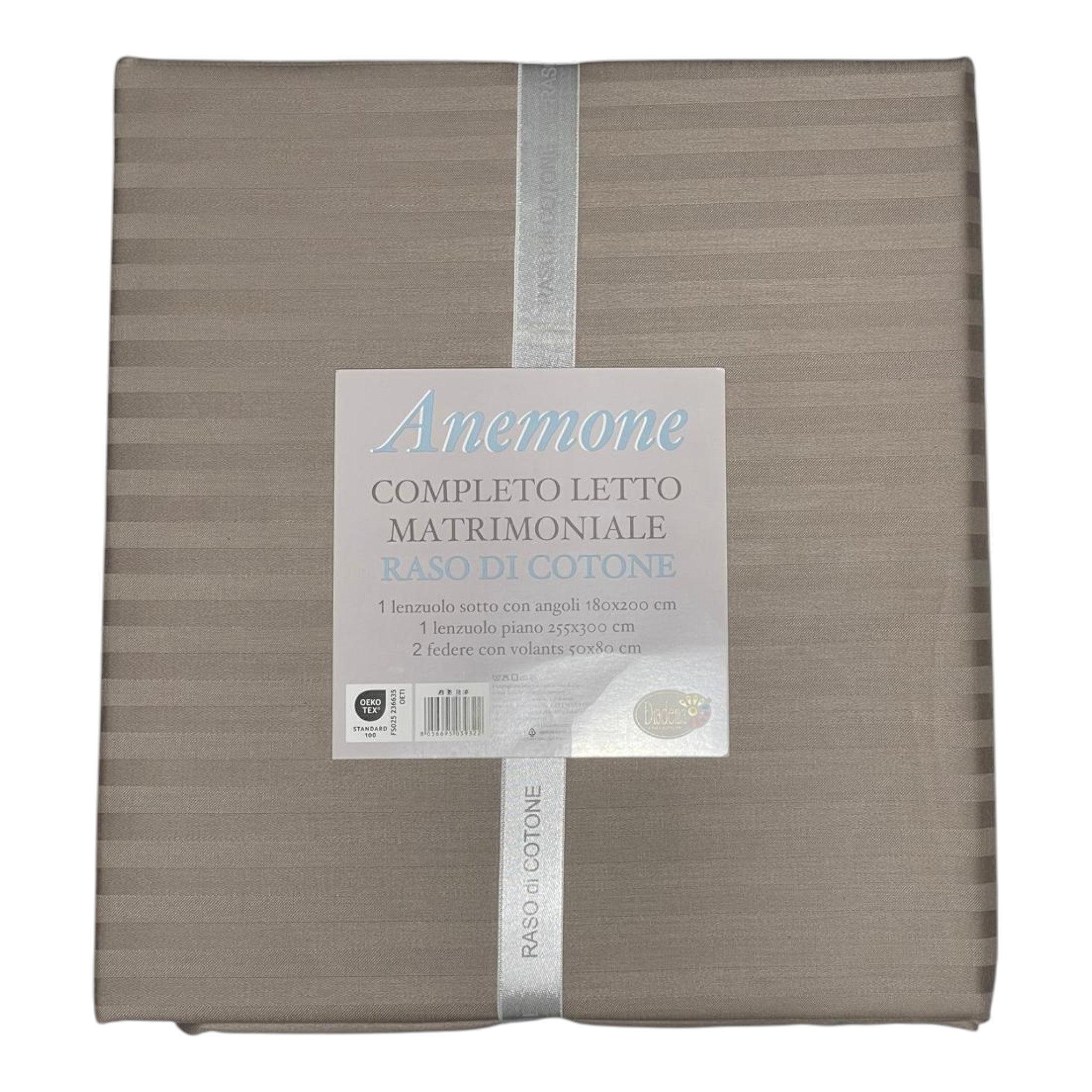 Completo letto Anemone - raso di cotone - Tortora